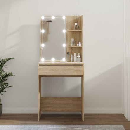 vidaXL - Kaptafel - met - LED-verlichting - 60x40x140 - cm - sonoma - eikenkleurig