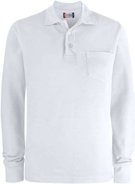 Clique Basic Polo Pocket L/S 028235 - Wit - S