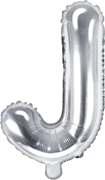 Partydeco - Folieballon Zilver Letter J (35 cm)