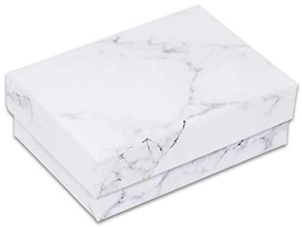 100-Pack Katoen Gevuld Kartonnen Papieren Sieraden Dozen - Marmeren Wit