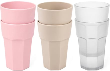 Plasticforte onbreekbare drinkglazen - 6x stuks - kunststof/plastic - mix van 3 kleuren - 520 ml - 13 cm