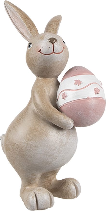 Clayre & Eef Decoratie Beeld Konijn 15 cm Beige Kunststof