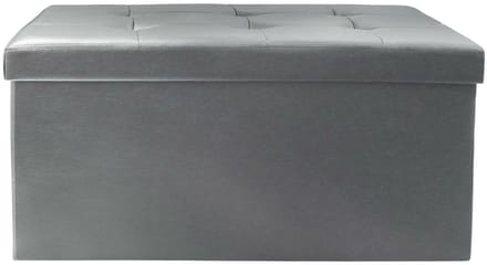 Home Deco - Poef/hocker Eccense - opvouwbaar - grijs - polyester/MDF - 76 x 38 cm