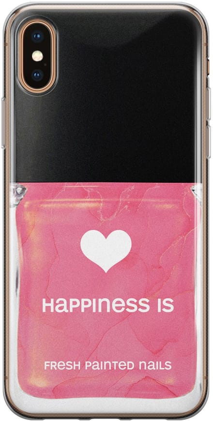 Leuke Telefoonhoesjes - Hoesje geschikt voor iPhone Xs Max - Nagellak - Soft case - TPU - Print / Illustratie - Roze