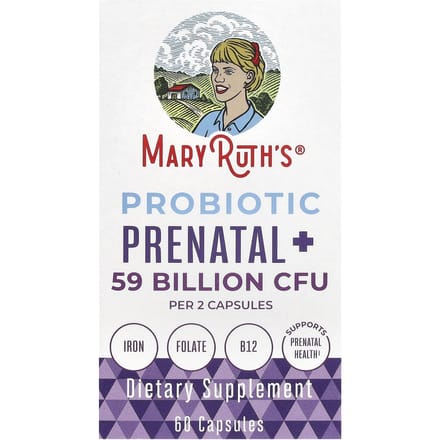 MaryRuth's, Probiotique Prénatal+, 59 Milliards d'UFC, 60 Capsules (29,5 milliards d'UFC par capsule)
