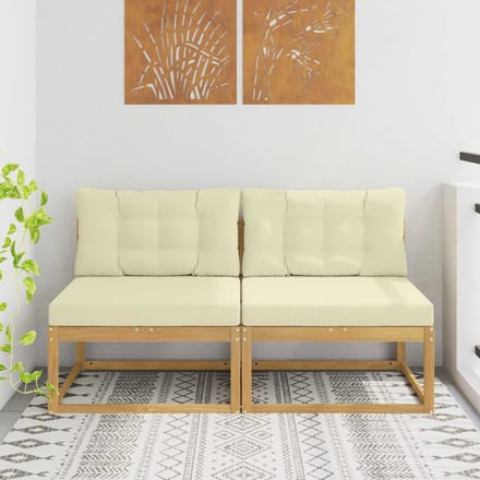 vidaXL - 2 - Stuk - Buiten - Midden - Sofa - Polyester - Wit