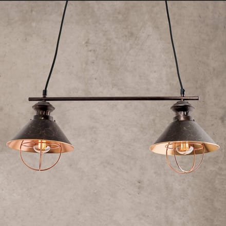ORION Hanglamp Shanta met 2 lichtbronnen in zwart koper