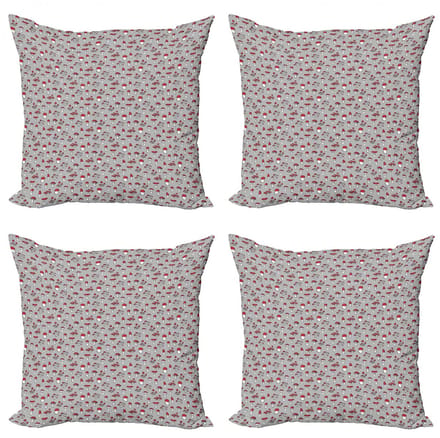 ABAKUHAUS Paddenstoel Kussenhoezen Set – 4x50x50cm – Dubbeldruk – Mikrofaser