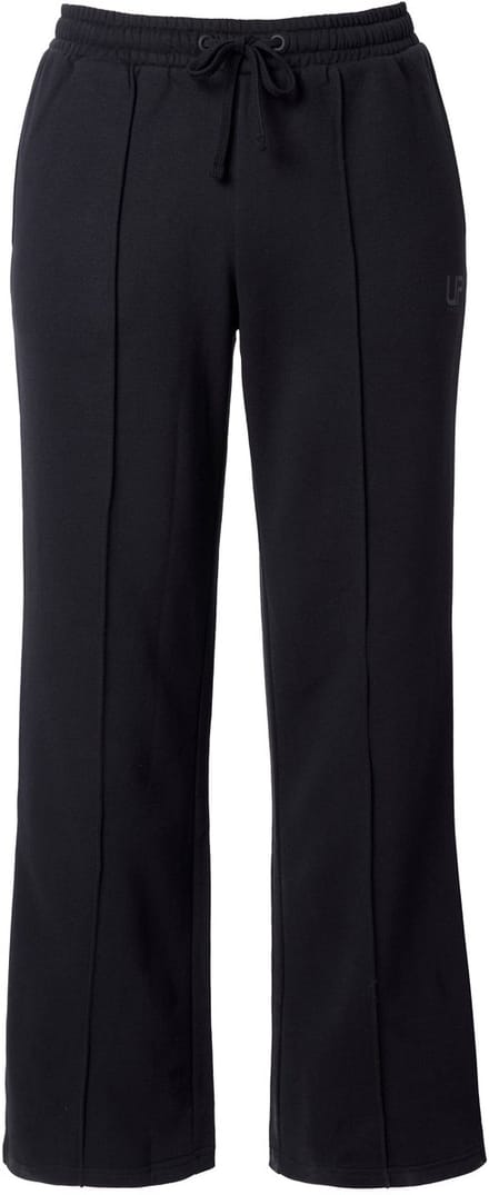 Ulla Popken - Dames - Joggingbroek bies wijde pijpen elastische tailleband - Zwart - Maat 42+