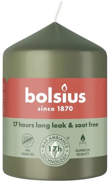 6x Bolsius Stompkaars 80/58 Fresh Olive (1 stuk)