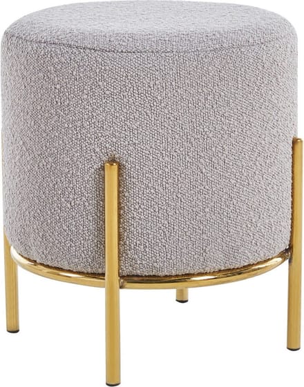 Poef Mia Taupe - Bouclé - Breedte 35 cm - Diepte 35 cm - Hoogte 38 cm