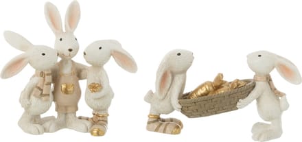 J-Line figuur Konijn Wortels + Knuffel - polyresin - mix - 2 stuks
