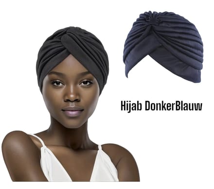 Cabantis Hijab - Hoofddeksel - Islamitisch - Tulband - Chemo - Muts - Donker Blauw