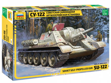 Zvezda Modelbouwpakket Auto - 3691 SU-122 Self Propelled Gun Tank Plastic - 1:35 - Modelbouw
