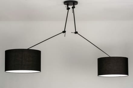 Lumidora Hanglamp 30764 - BROOKLYN - 2 Lichts - E27 - Zwart - Metaal
