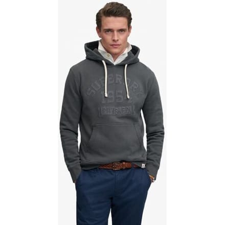 Superdry Tonal Applique Hoodie Relaxed Pasvorm Dark Grey Grootte: M