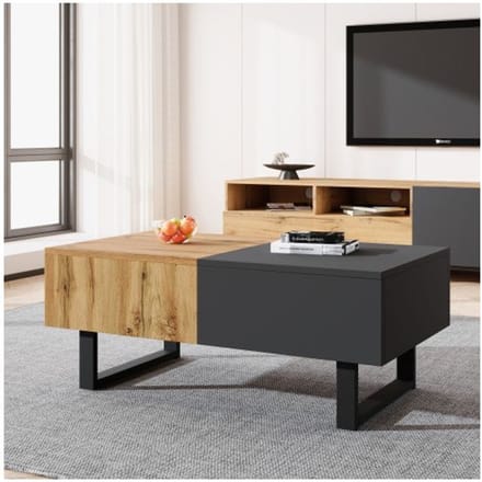 Moderne salontafel - MUVOE - Multifunctioneel - Verborgen opbergruimte - Hout en metaal - Elegant design
