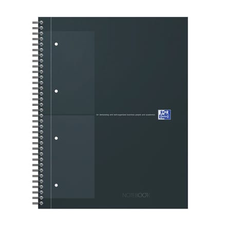 Oxford International notebook A4+ geruit 5mm 4 gaats 80 vel stevige kartonnen kaft 30 jaar zwart