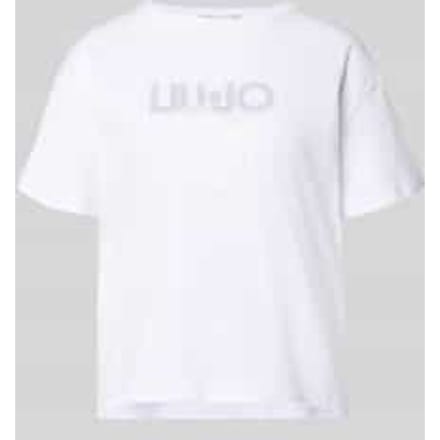 T-shirt met labelstitching en met siersteentjes