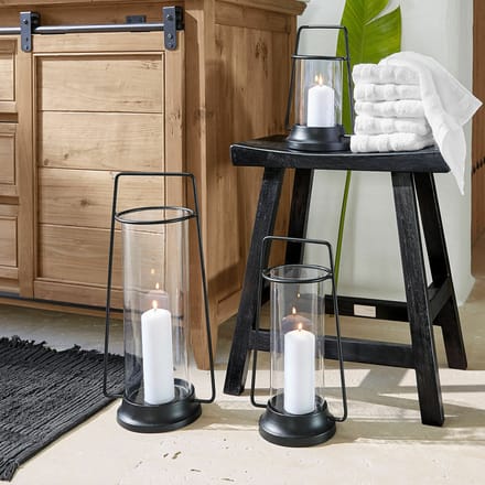 LOBERON Windlicht set van 3 Mirandel zwart