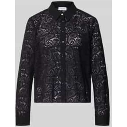 Vrouwelijke vierkante hals semi-transparante kantblouse COMMA