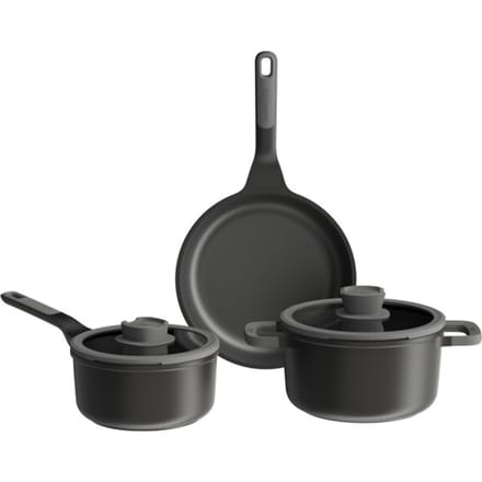 LEO 5-delige kookpottenset antikleef Stone+ - Grijs - PFAS-vrij