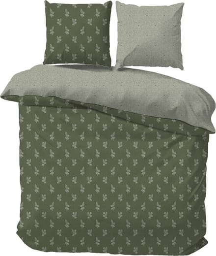 iSleep Dekbedovertrek Ingrid - Eenpersoons - 140x200/220 cm - Groen