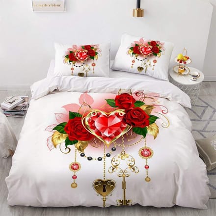 Goodivery ® Elegant en Stijlvol Omkeerbaar Beddengoed met Rode Rozenmotief en Ritssluiting