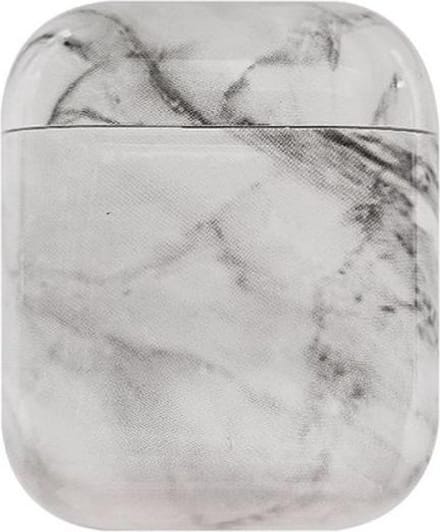 Apple AirPods Hard Plastic Hoesje met Marmer Print Wit / Zwart