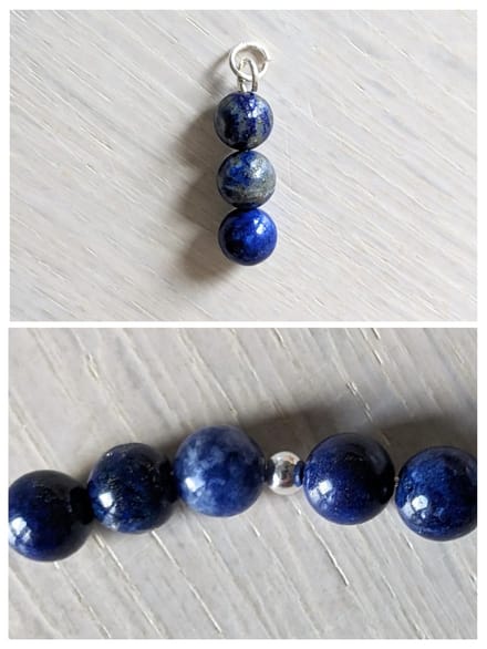 M-apART-SET-Lapis Lazuli-edelsteen 8mm-armband 19cm + hanger-925-zilver
