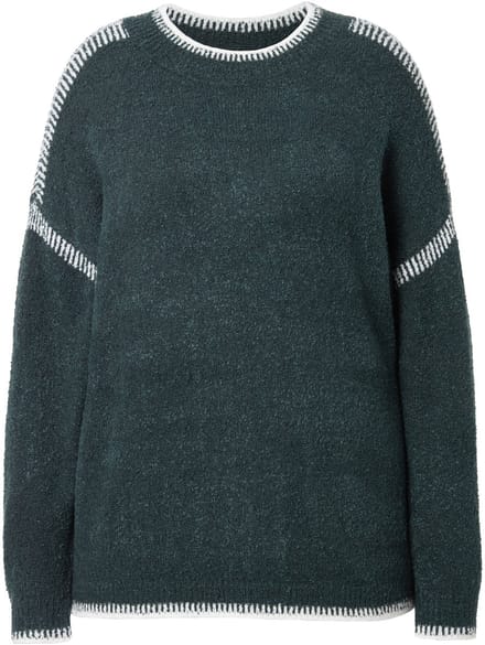 Studio Untold - Dames - Trui oversized siernaden - Middernacht groen - Maat 42+