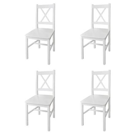 vidaXL - Eetkamerstoelen - 4 - st - grenenhout - wit