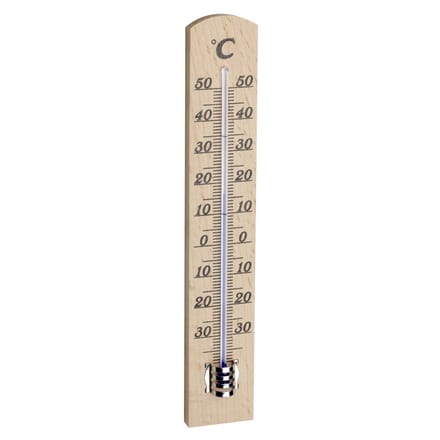 TFA Binnen Thermometer - analoog - berkenhout - bruin - 18 x 3 cm