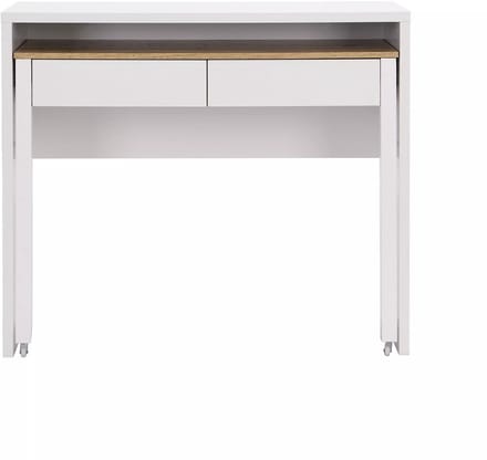 Vente-unique Uitschuifbaar console-bureau met 2 lades - Wit en naturel - LOAVIA