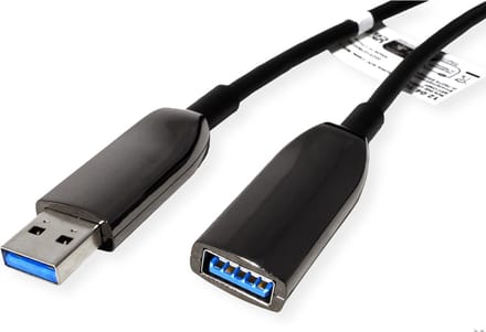 ROLINE Aktieve USB 3.2 Gen 1 verlengkabel, AOC, zwart, 15 m