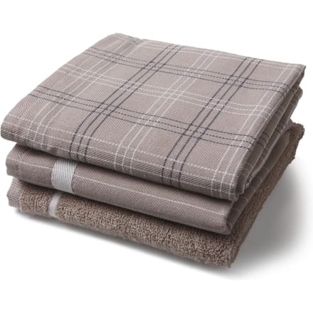 Set Mix&Match 2X Thee/1X Keukendoek Taupe 100% katoen, ca 60x65cm