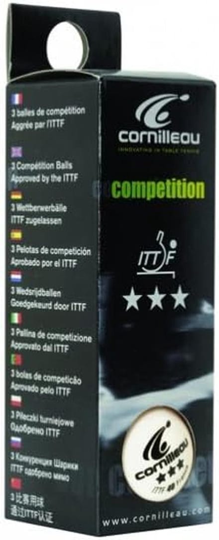 Doos van 3 ITTF 3-sterren 40mm tafeltennisballen wit