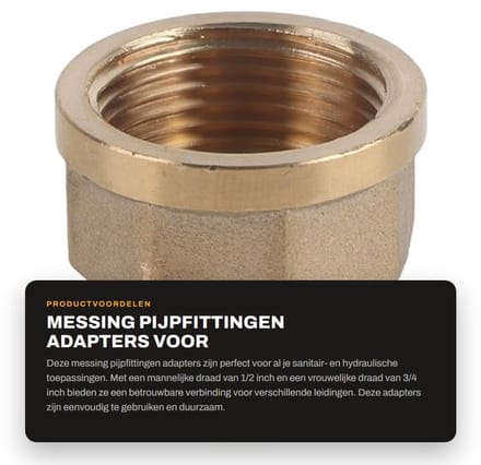 Dailygoods - Messing Pijpfittingen Adapters voor Sanitair en Hydraulica