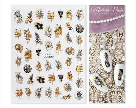 Modena Nails Nail Art Stickers Gold Glam #03
