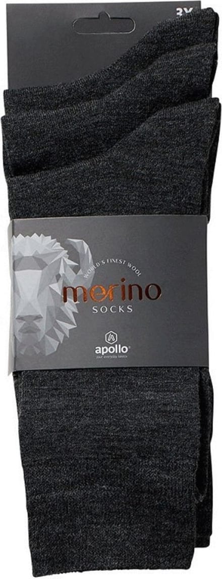 Apollo Sokken Wol 3-Pack Antraciet - Sokken - 43-46