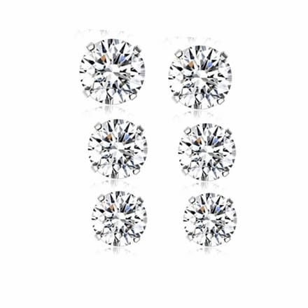 3 paar Allergievrije Strass oorbellen 2.5-3 en 4 mm