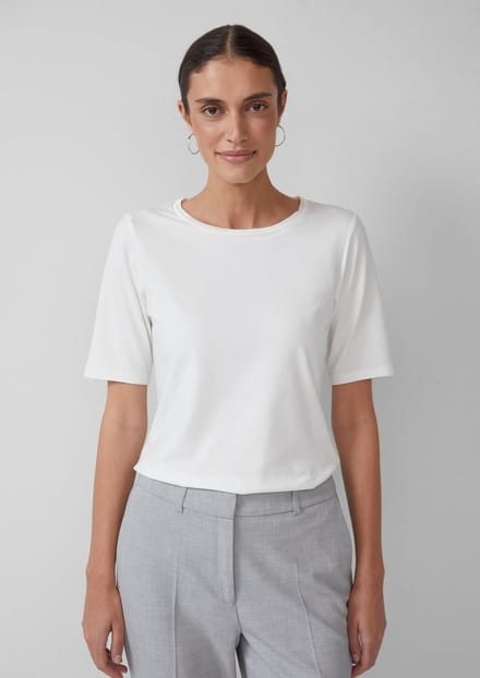 Regular fit T-shirt van katoenmix