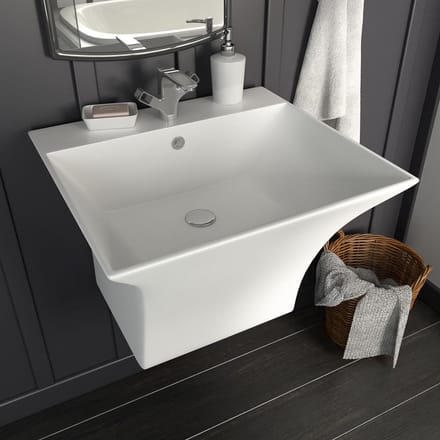 vidaXL - Wasbak - wandgemonteerd - 500x450x410 - mm - keramiek - wit