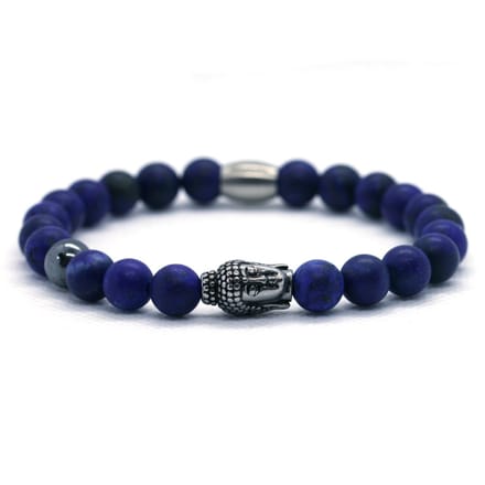 Heren armband - LapisLazuli 8mm - buddha RVS