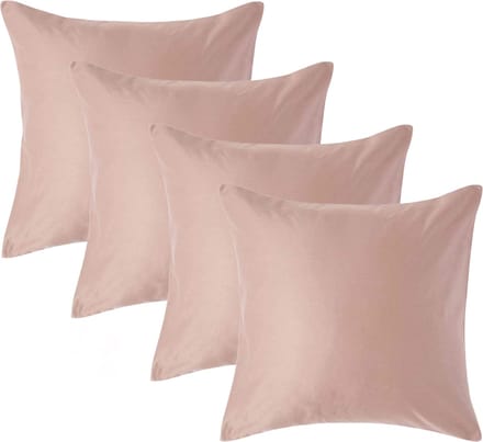 Homescapes Luxe Satijn Kussensloop 40x40 cm – Beige – Set van 4 – 100% Egyptisch Katoen Satijn – Draaddichtheid 1000