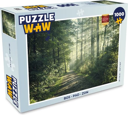 Puzzel Bos - Pad - Zon - Bomen - Groen - Natuur - Legpuzzel - Puzzel 1000 stukjes volwassenen