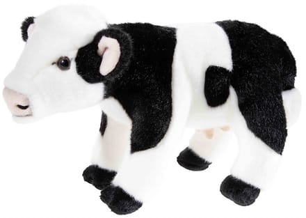 Heunec knuffel koe zwartbont 25cm pluche speelgoed dier.