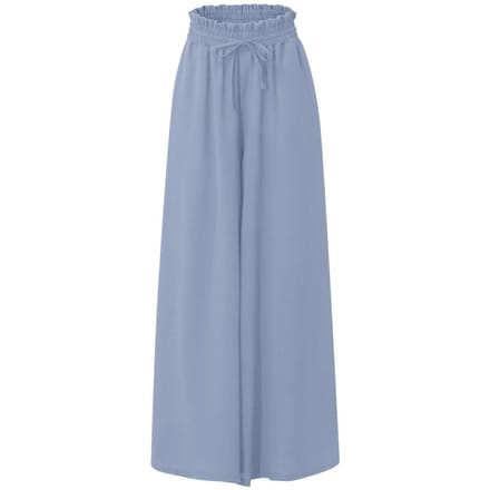 Dames Zomer Elastische Taille Hoge Taille Wijde Pijp Lange Rok Broek L blauw