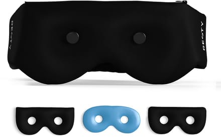 Resty 4D slaapmasker - 4-in-1 met 3 inzetstukken - Koelen, verwarmen en kamillegeur - Zwart