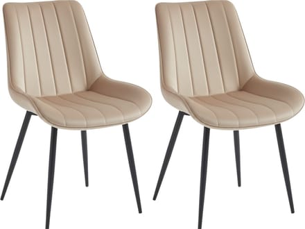 Colenis® - Verta Eetkamerstoel - Set Van 2 - Beige - Velvet - Industrieel